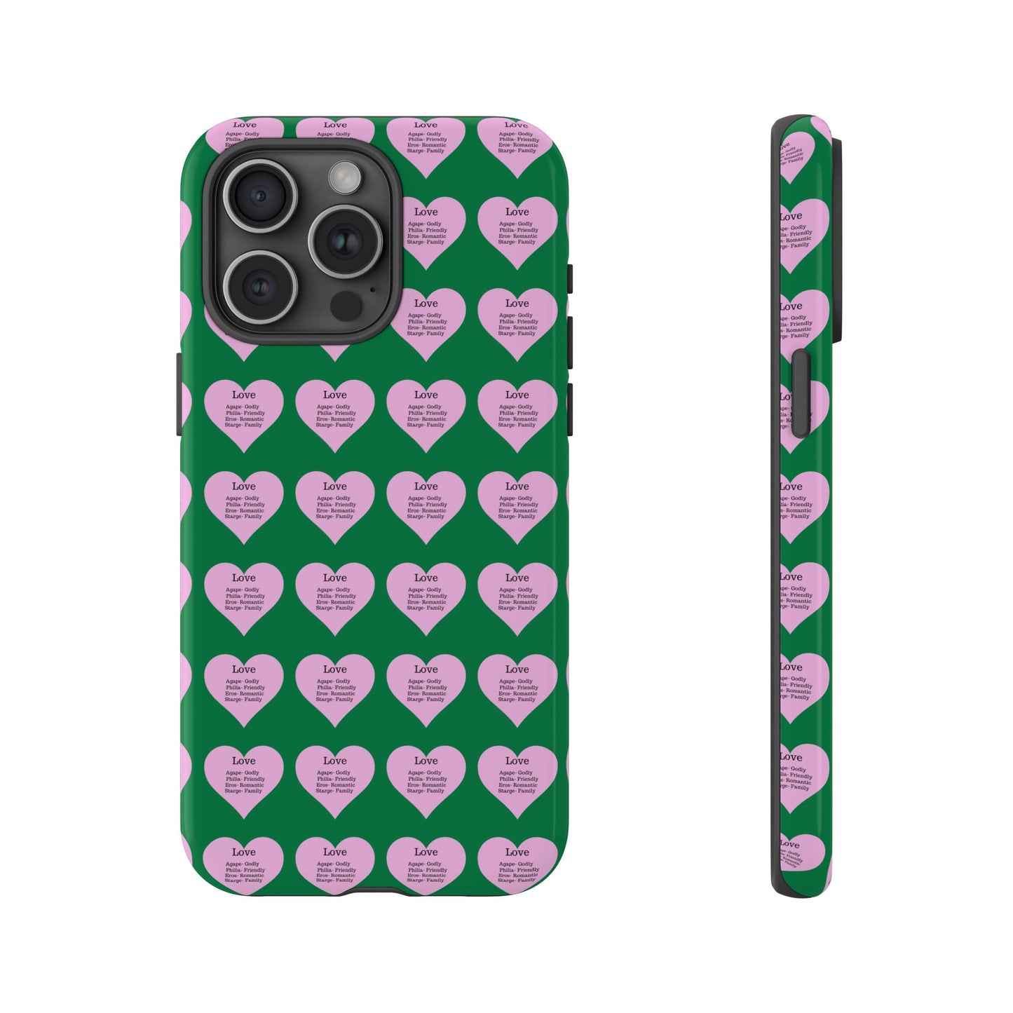 Hearts-A-Flutter Phone Case (iPhone, Google Pixel)(Dark green)