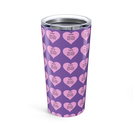 Charming Heart Insulated Stainless Steel Tumbler (20oz)(Light purple)