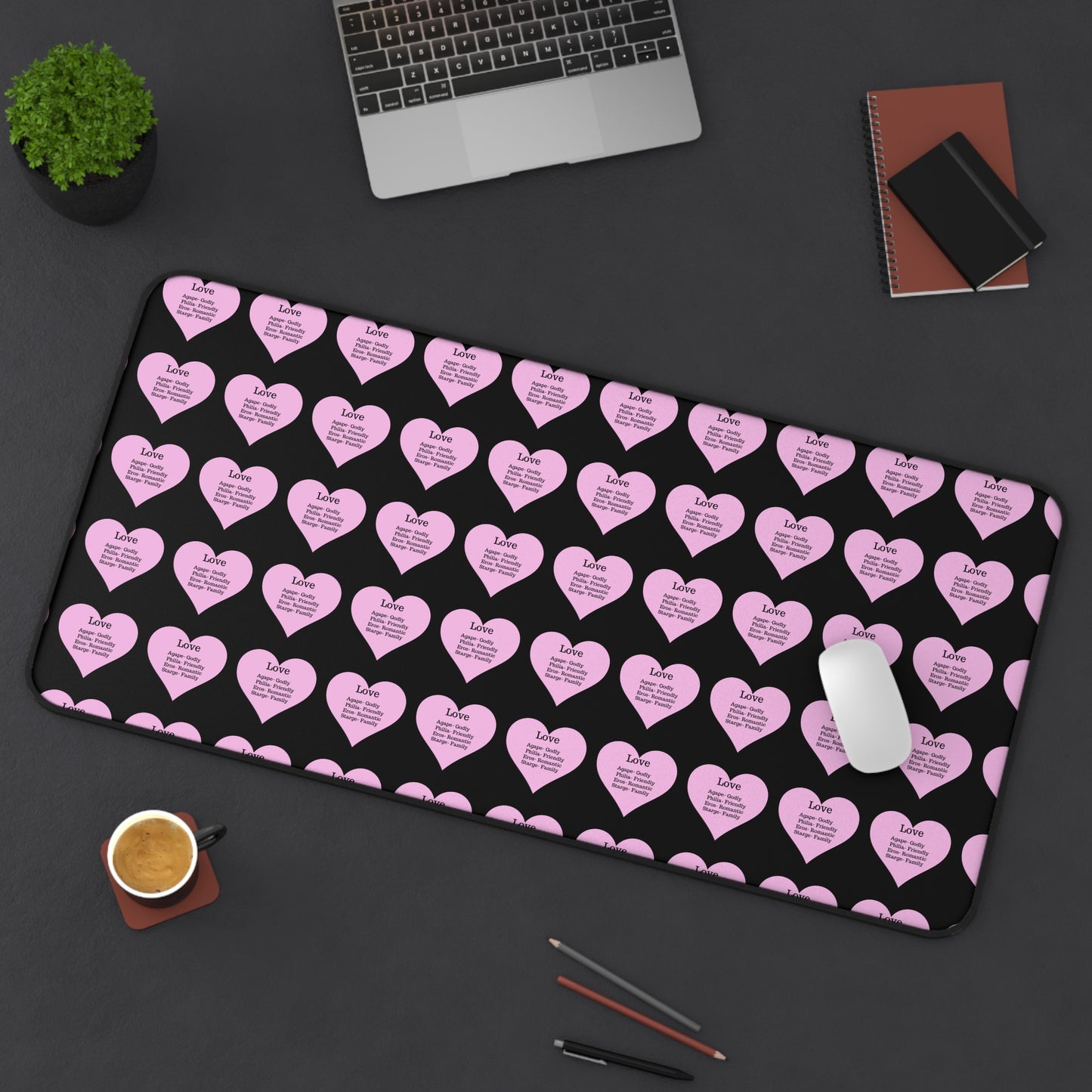 Love Hearts Desk Mat (Black)