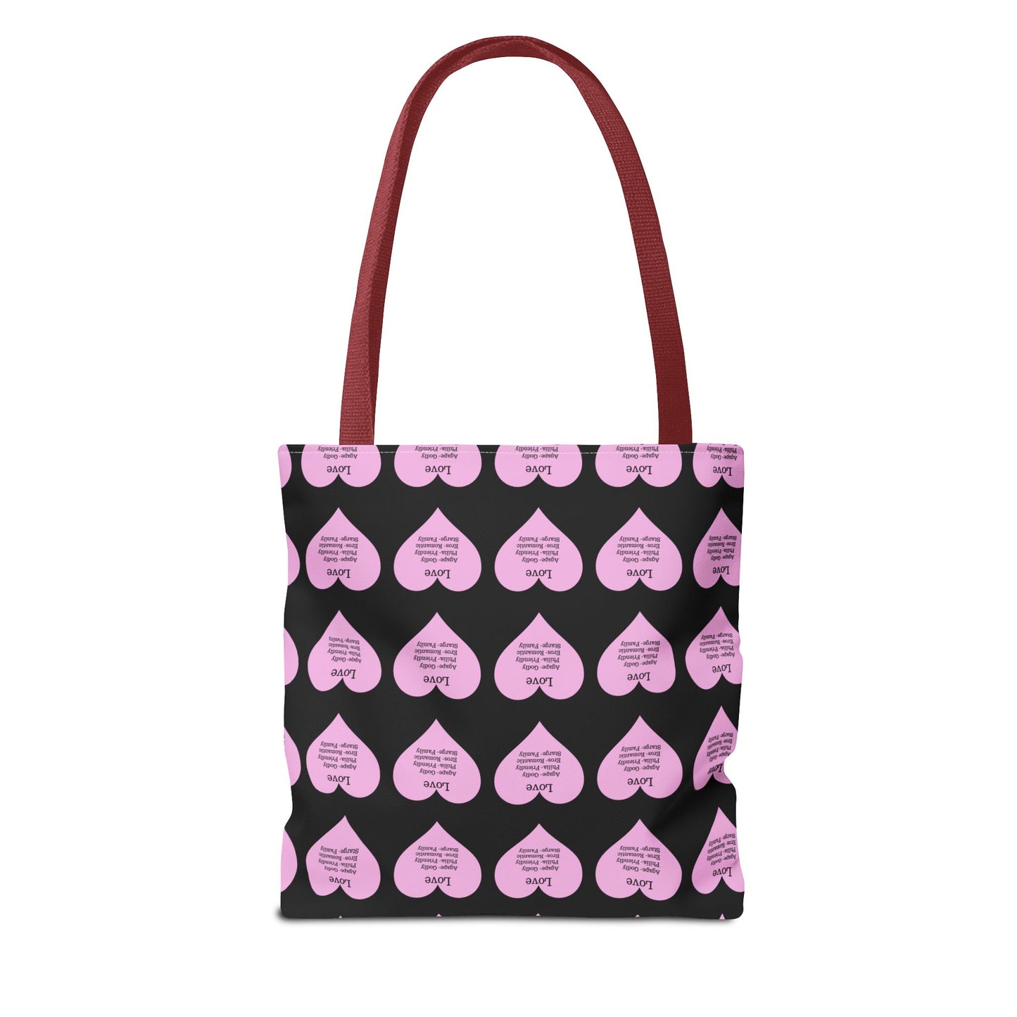 Pink Hearts Tote Bag (Black)