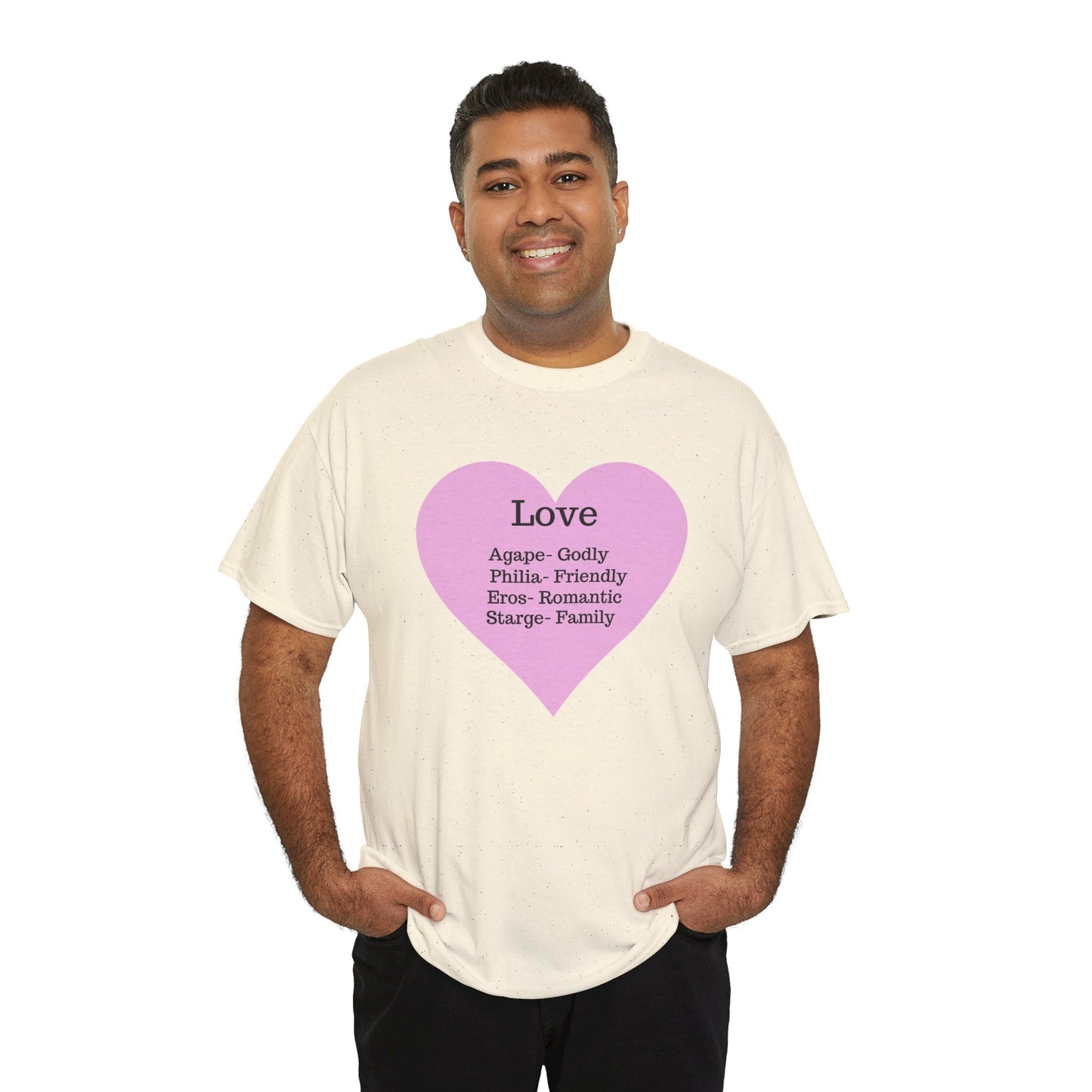 Unisex Love Heart Heavy Cotton T-Shirt - Comfortable Classic Fit Apparel