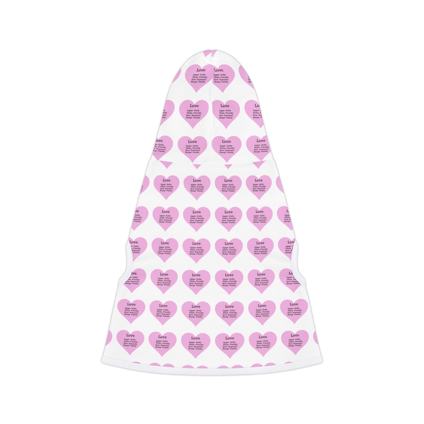 Charming Heart Pet Hoodie Pattern (White)