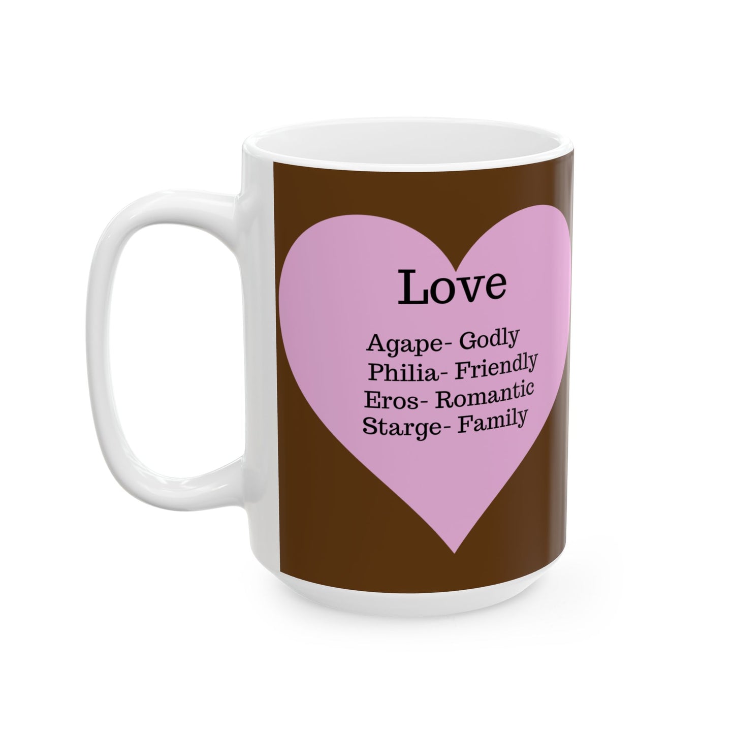 Charming Heart Ceramic Coffee Mug (Brown)