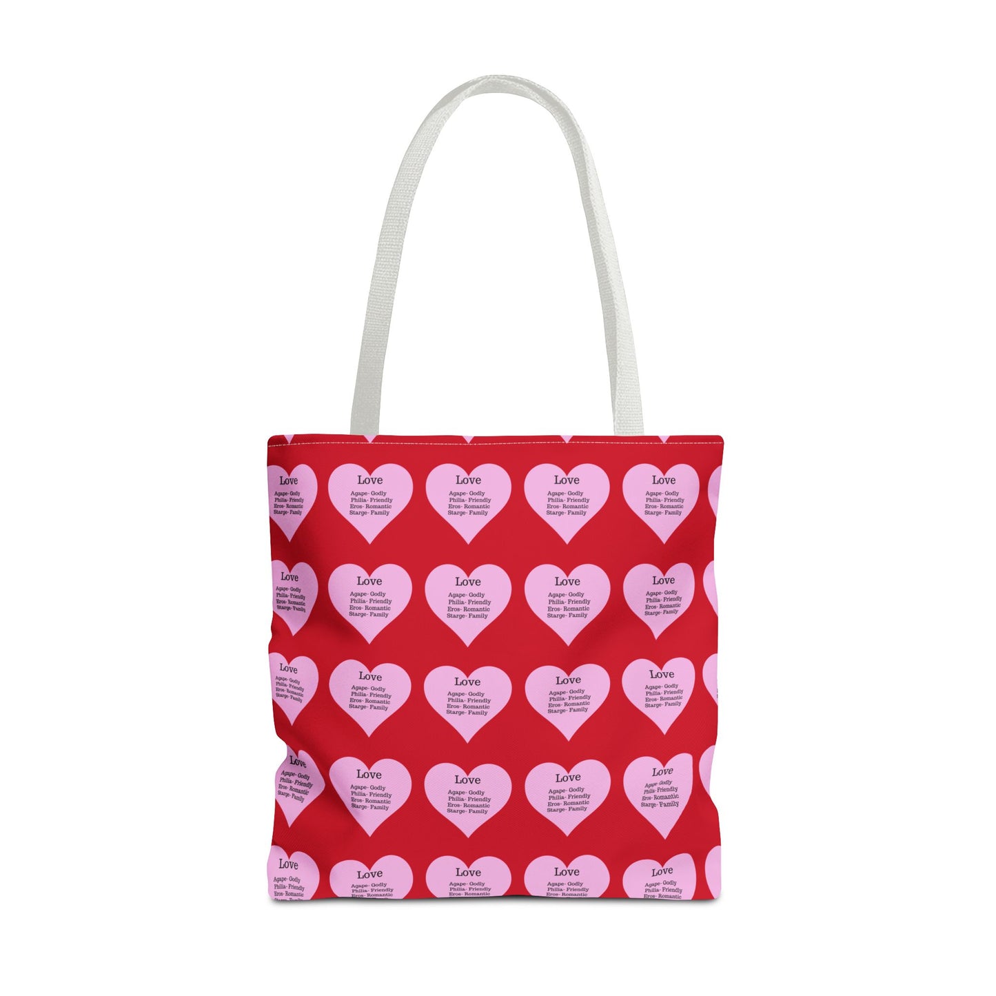 Pink Hearts Tote Bag (Dark red)