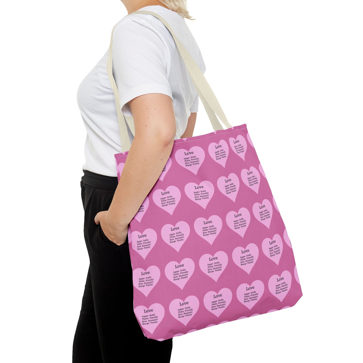 Pink Hearts Tote Bag (Light pink)