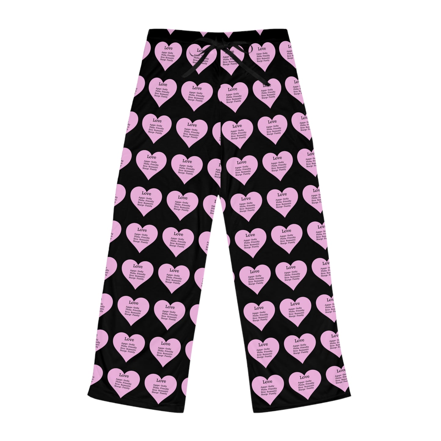 Cozy Heart Print Women's Pajama Pants (Black)