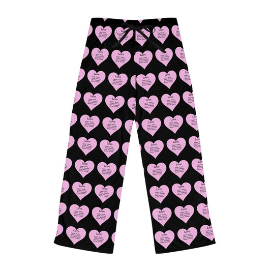 Cozy Heart Print Women's Pajama Pants (Black)