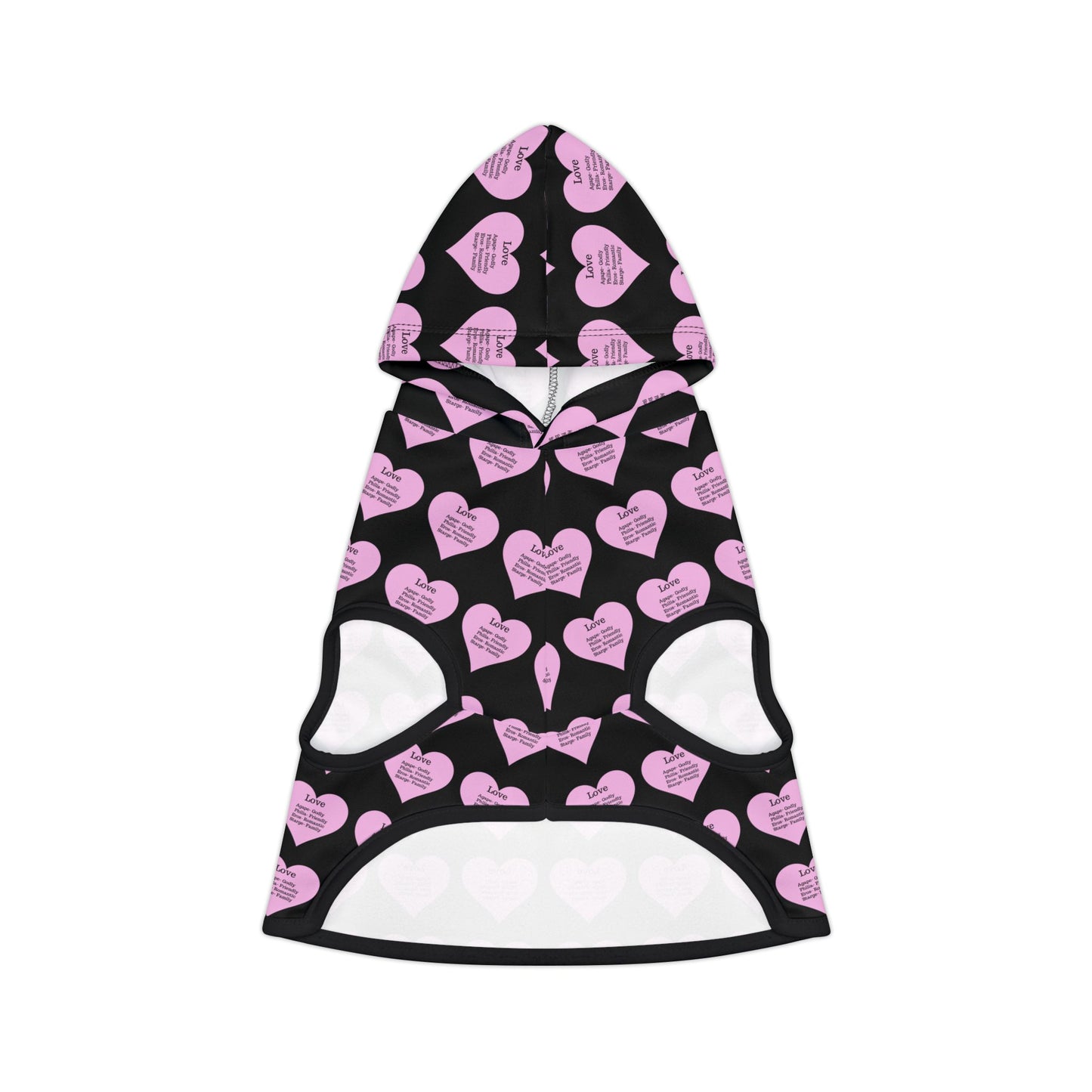 Charming Heart Pet Hoodie Pattern (Black)