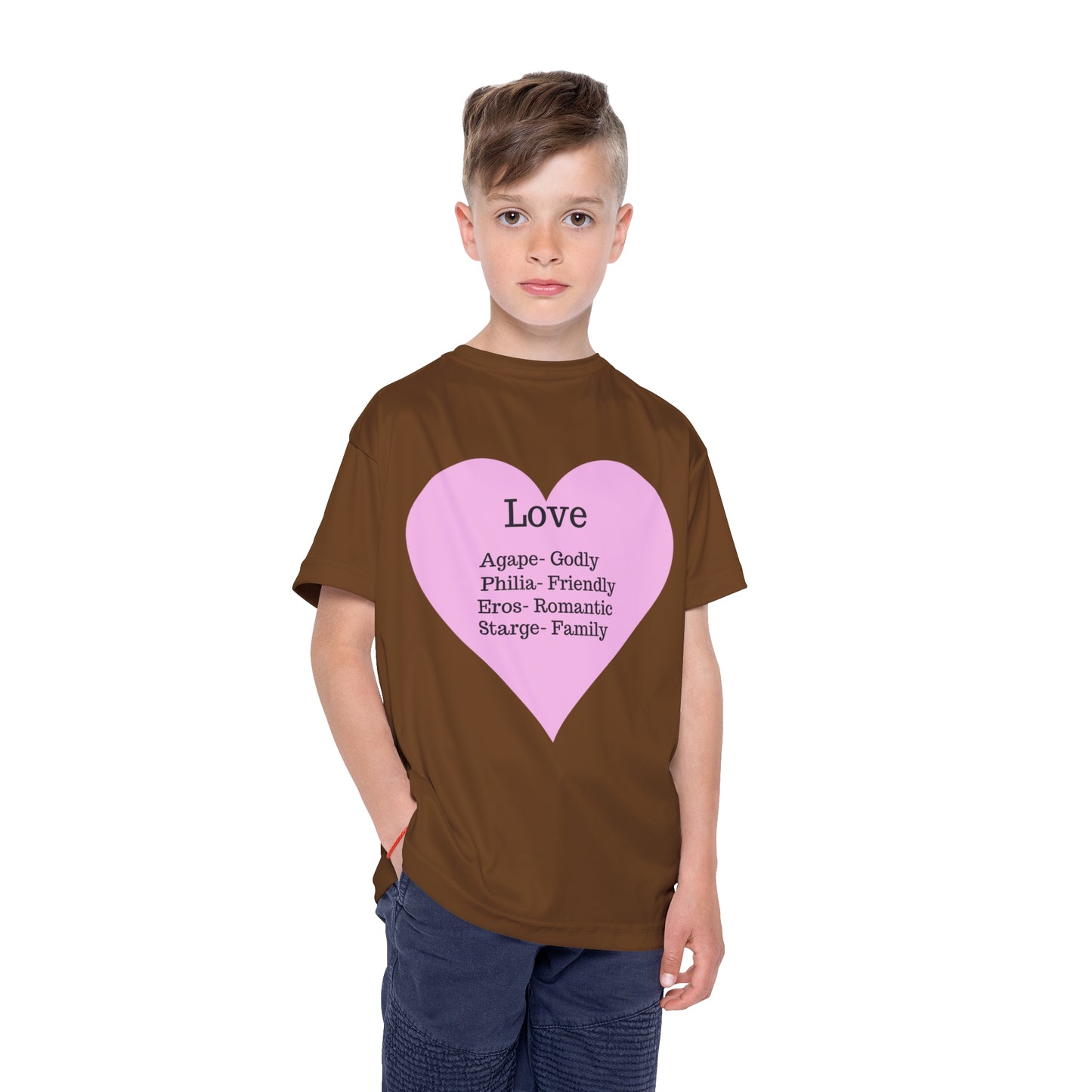 Types of Love Heart Kids Performance Jersey (Brown)