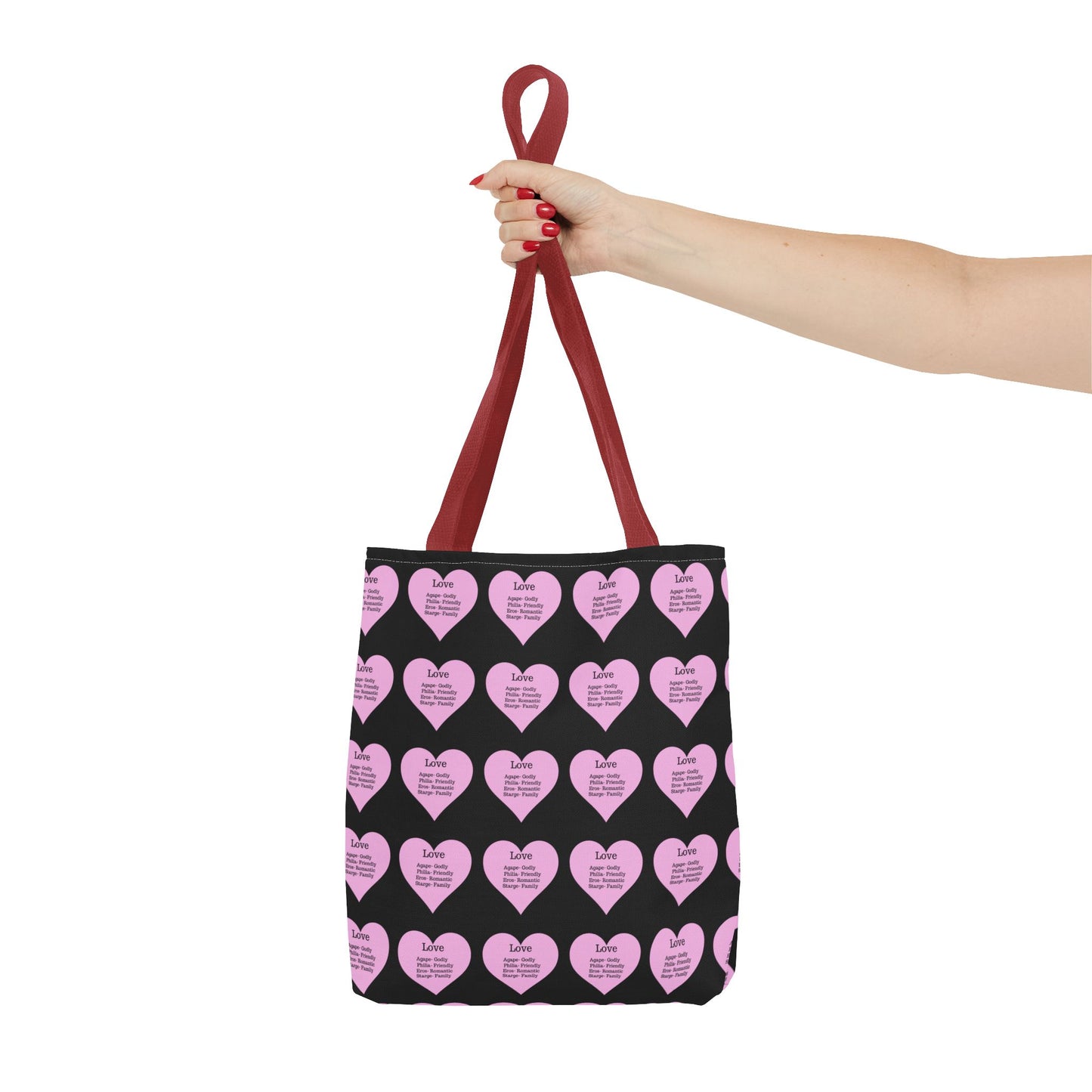 Pink Hearts Tote Bag (Black)