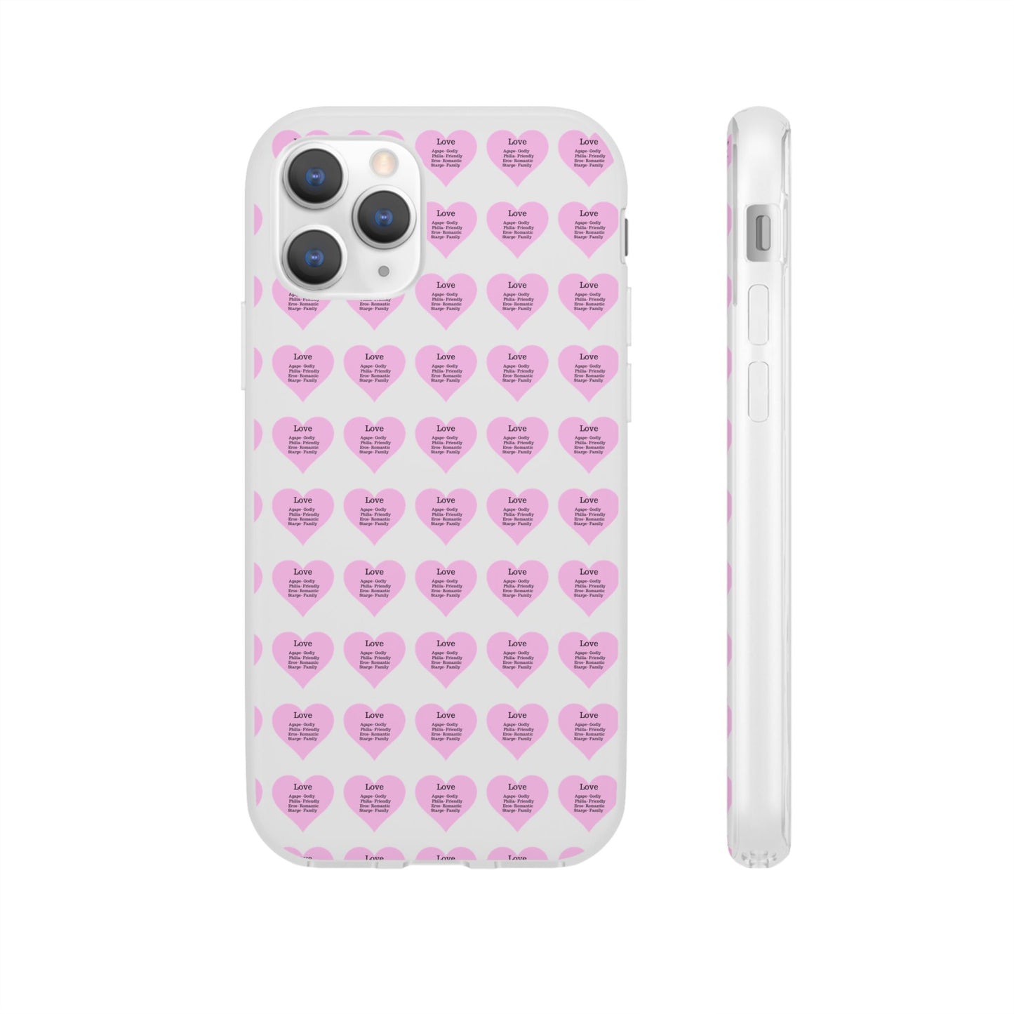 Pink Hearts Transparent Phone Case