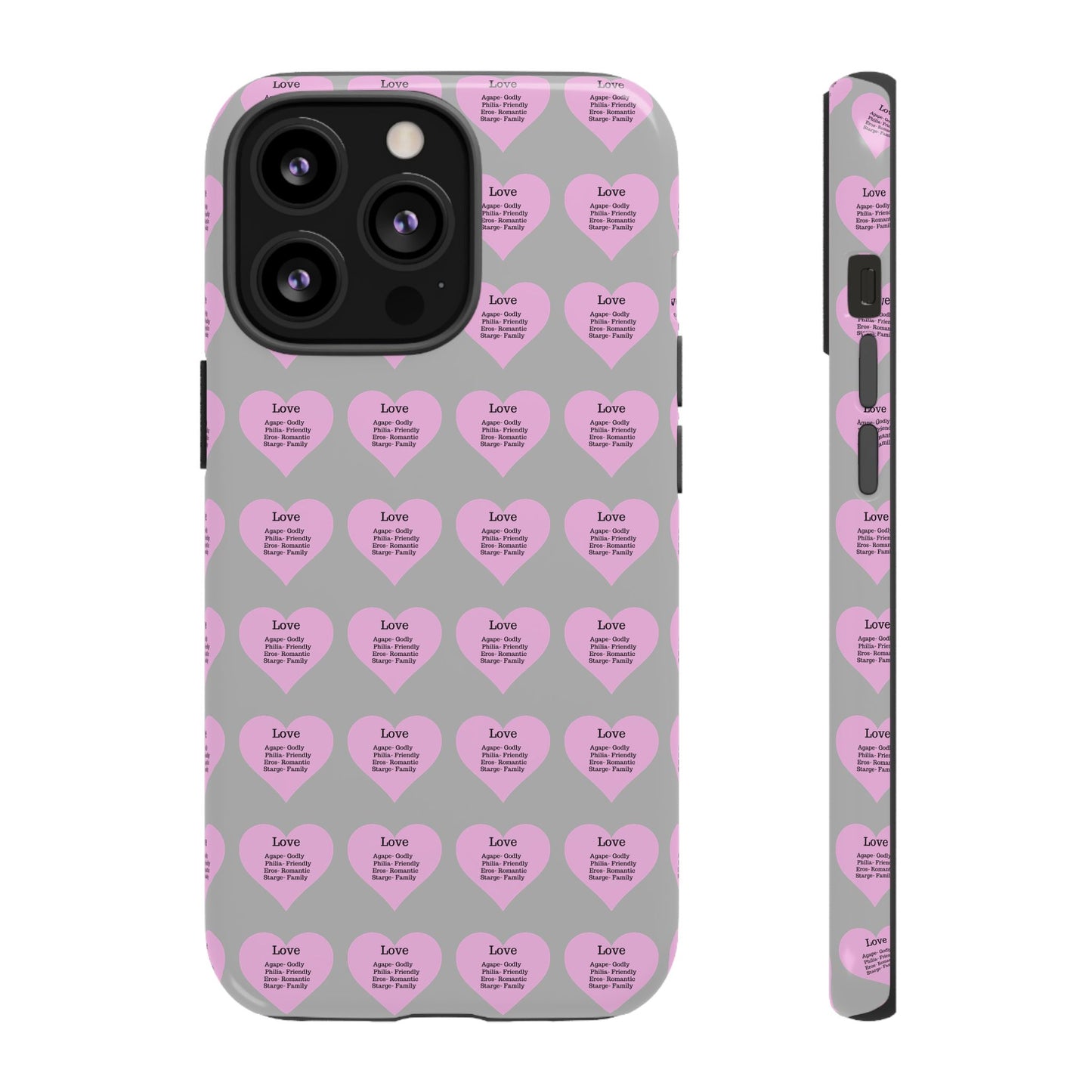 Hearts-A-Flutter Phone Case (iPhone, Google Pixel)(Light grey)