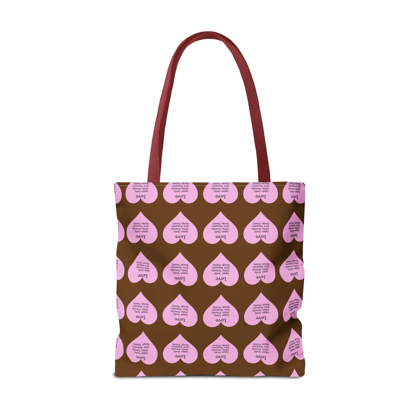 Pink Hearts Tote Bag (Brown)
