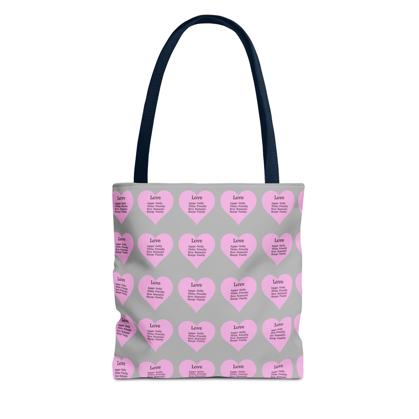 Pink Hearts Tote Bag (Light grey)