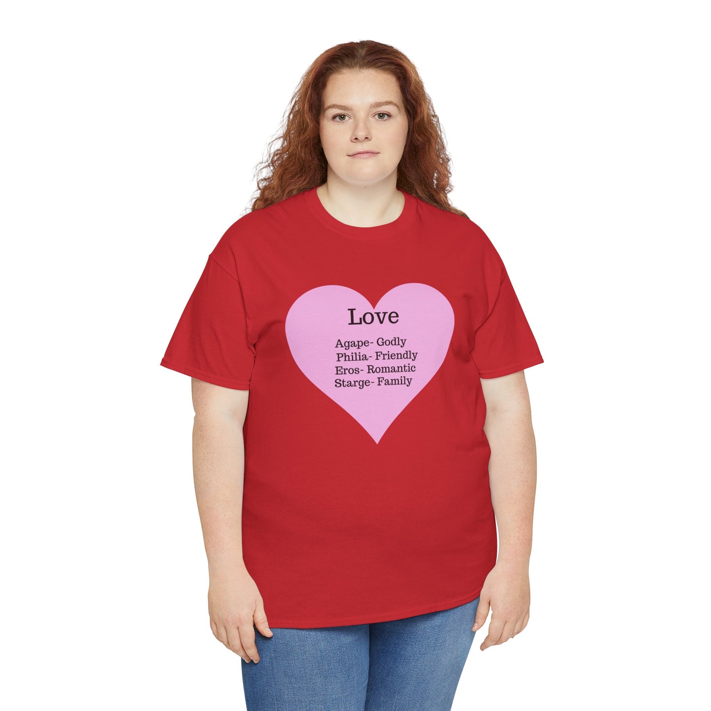 Unisex Love Heart Heavy Cotton T-Shirt - Comfortable Classic Fit Apparel