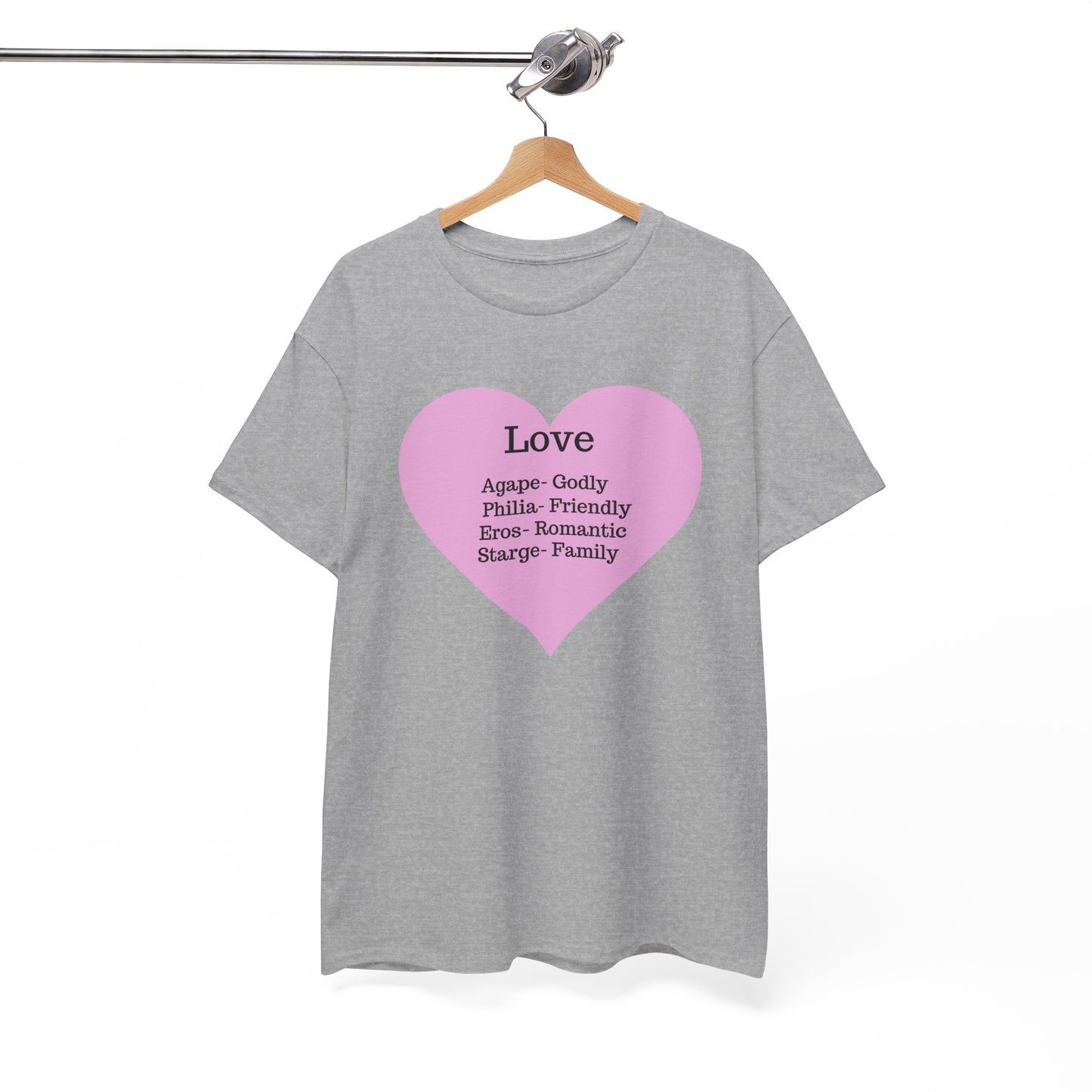 Unisex Love Heart Heavy Cotton T-Shirt - Comfortable Classic Fit Apparel