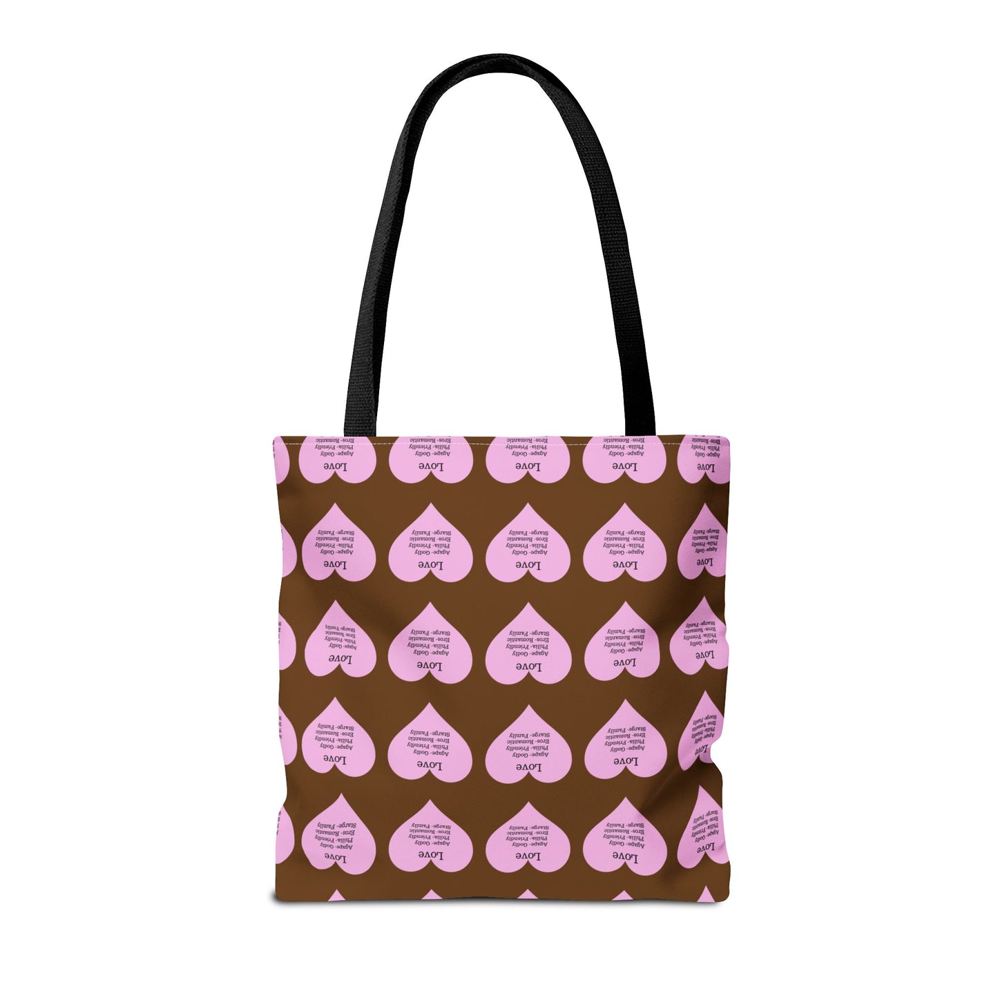 Pink Hearts Tote Bag (Brown)