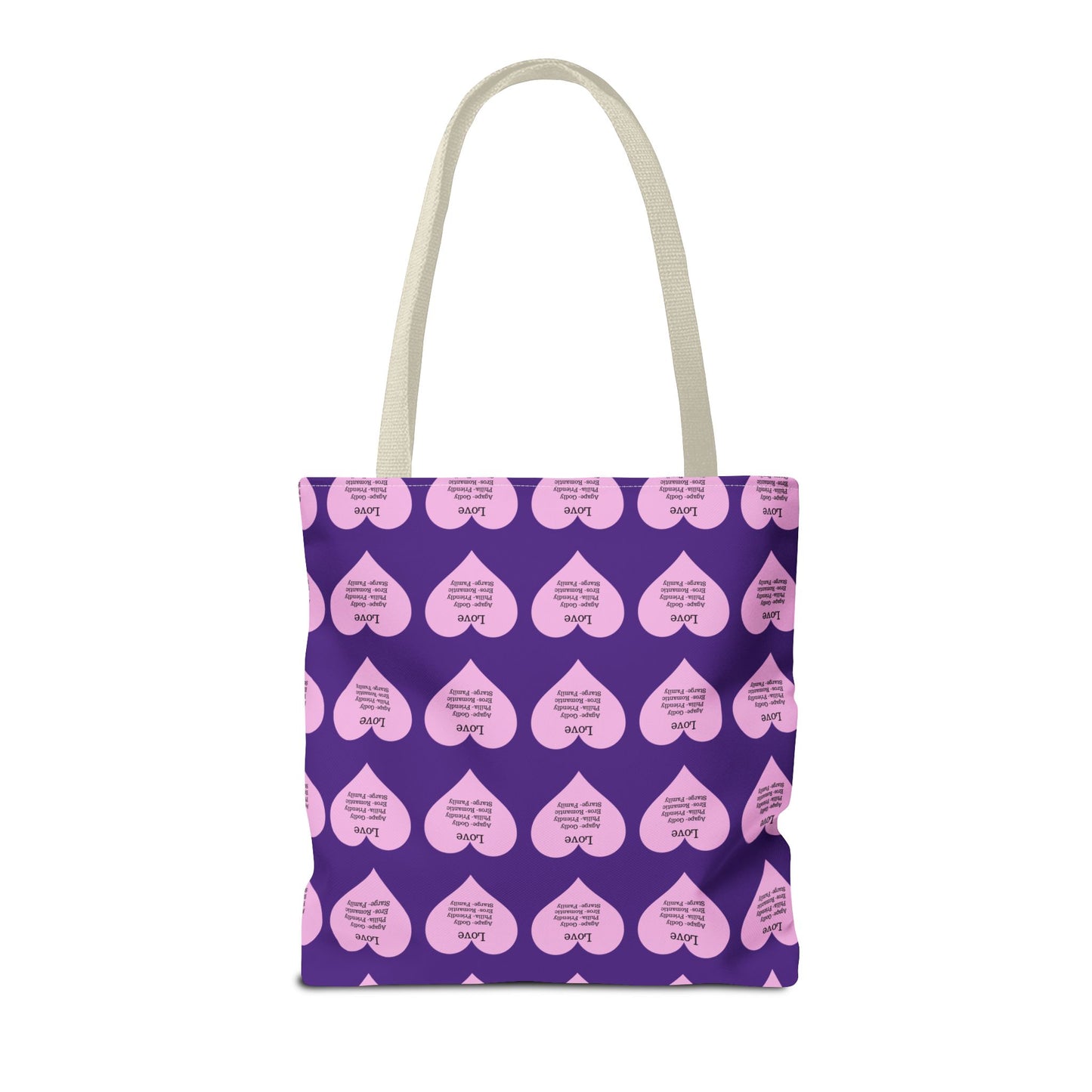 Pink Hearts Tote Bag (Purple)