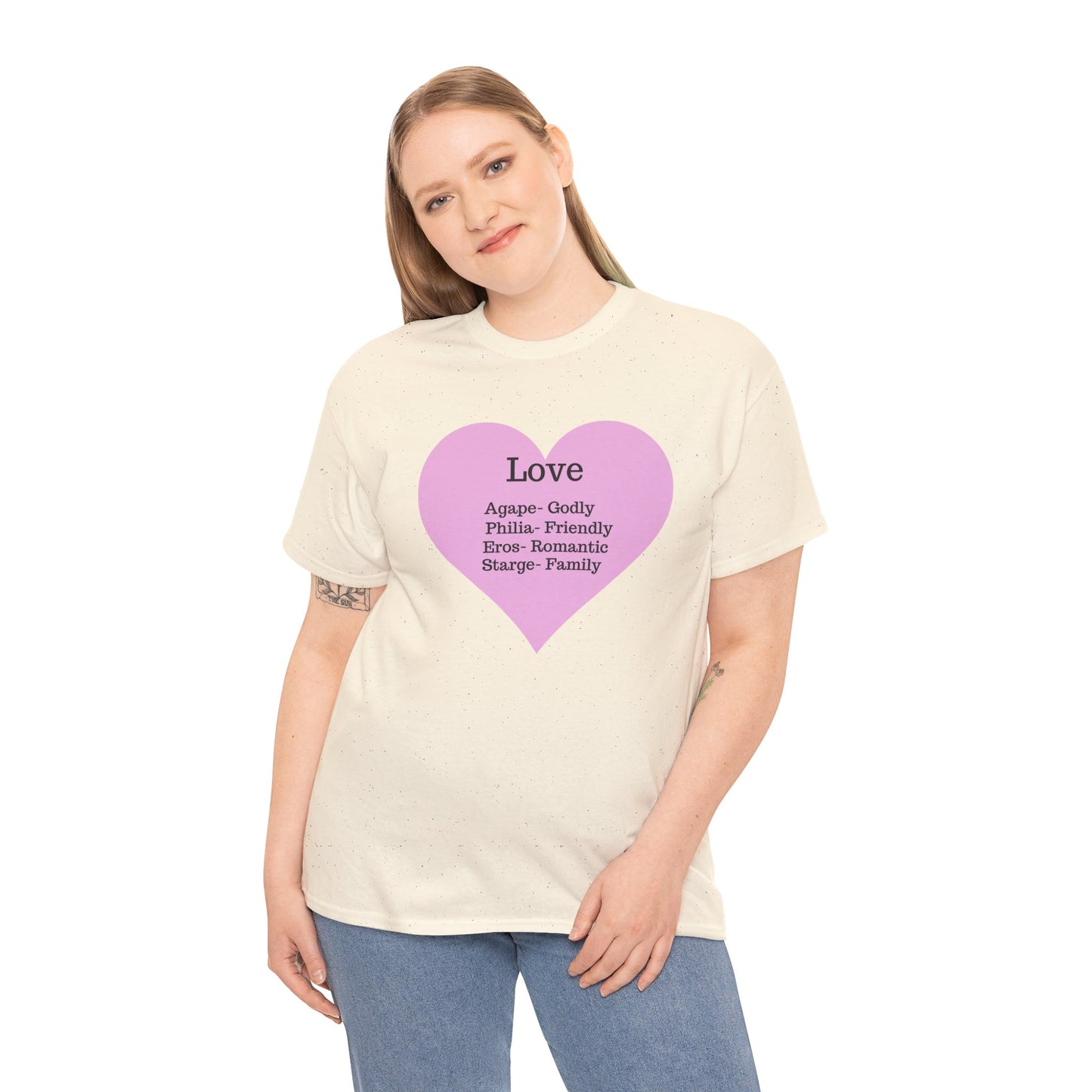 Unisex Love Heart Heavy Cotton T-Shirt - Comfortable Classic Fit Apparel