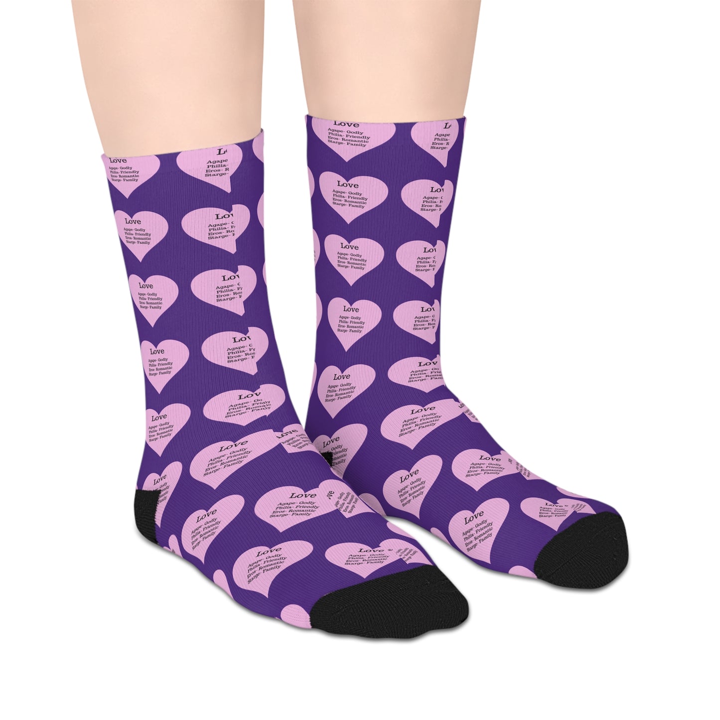 The Love Hearts Mid-Length Socks (Purple)