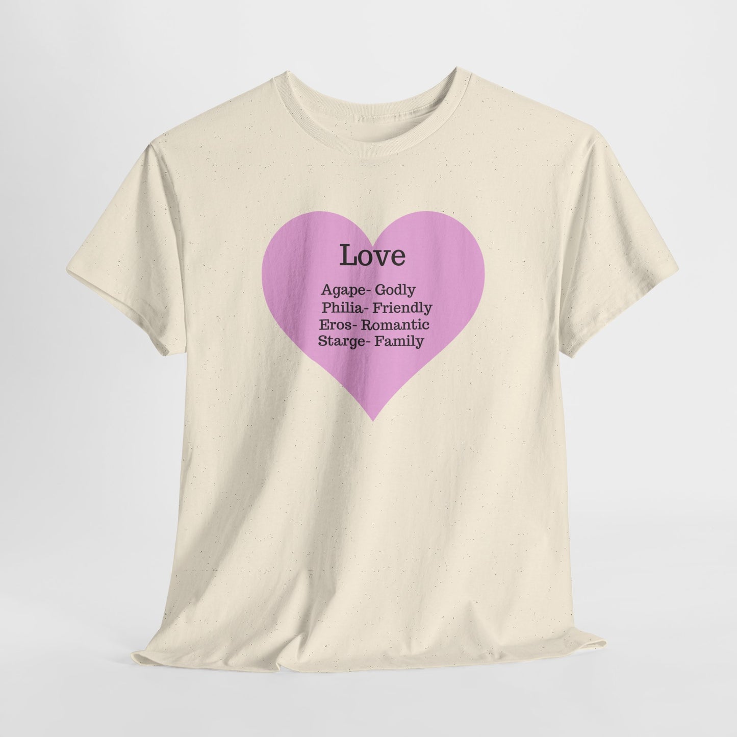 Unisex Love Heart Heavy Cotton T-Shirt - Comfortable Classic Fit Apparel
