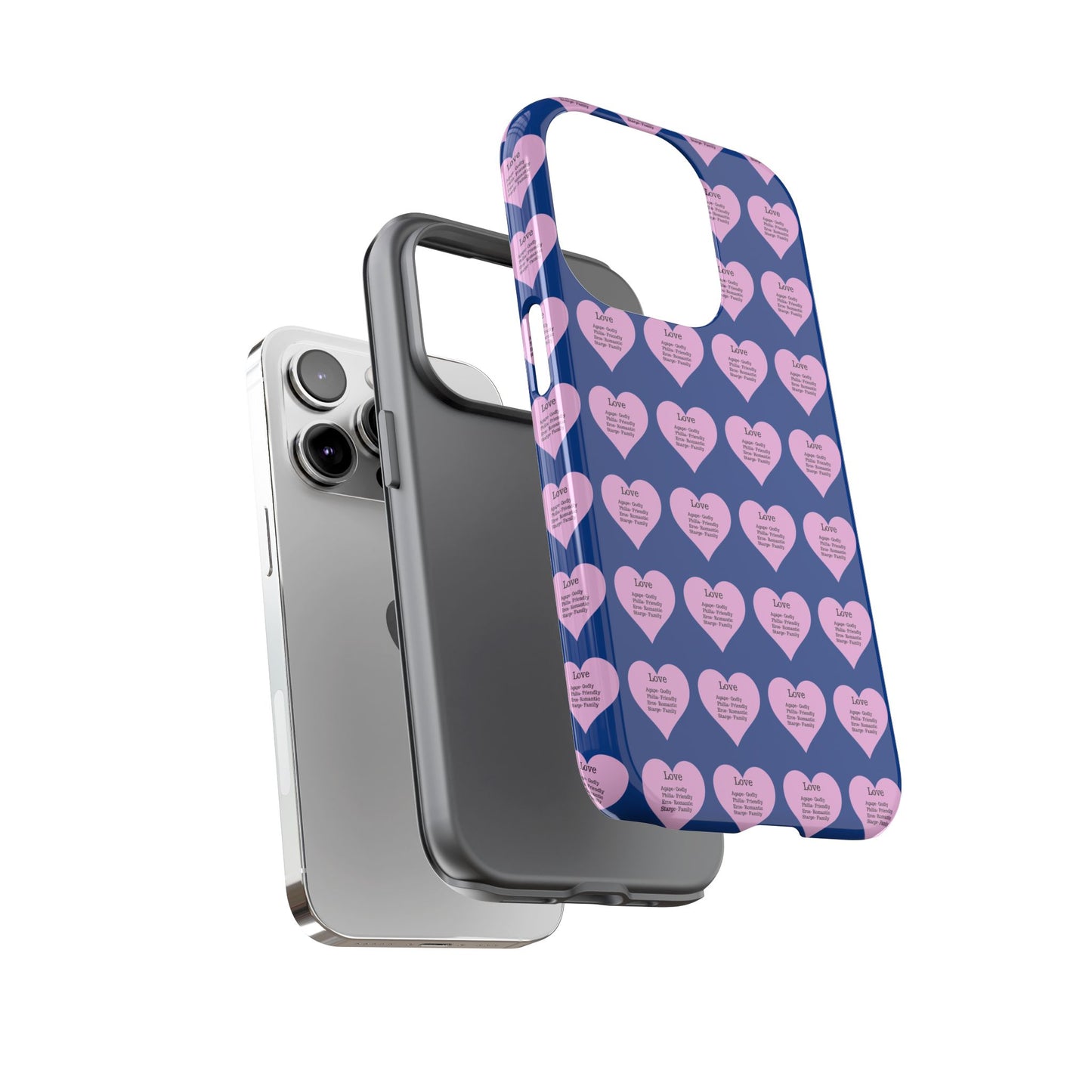 Hearts-A-Flutter Phone Case (iPhone, Google Pixel)(Dark blue)