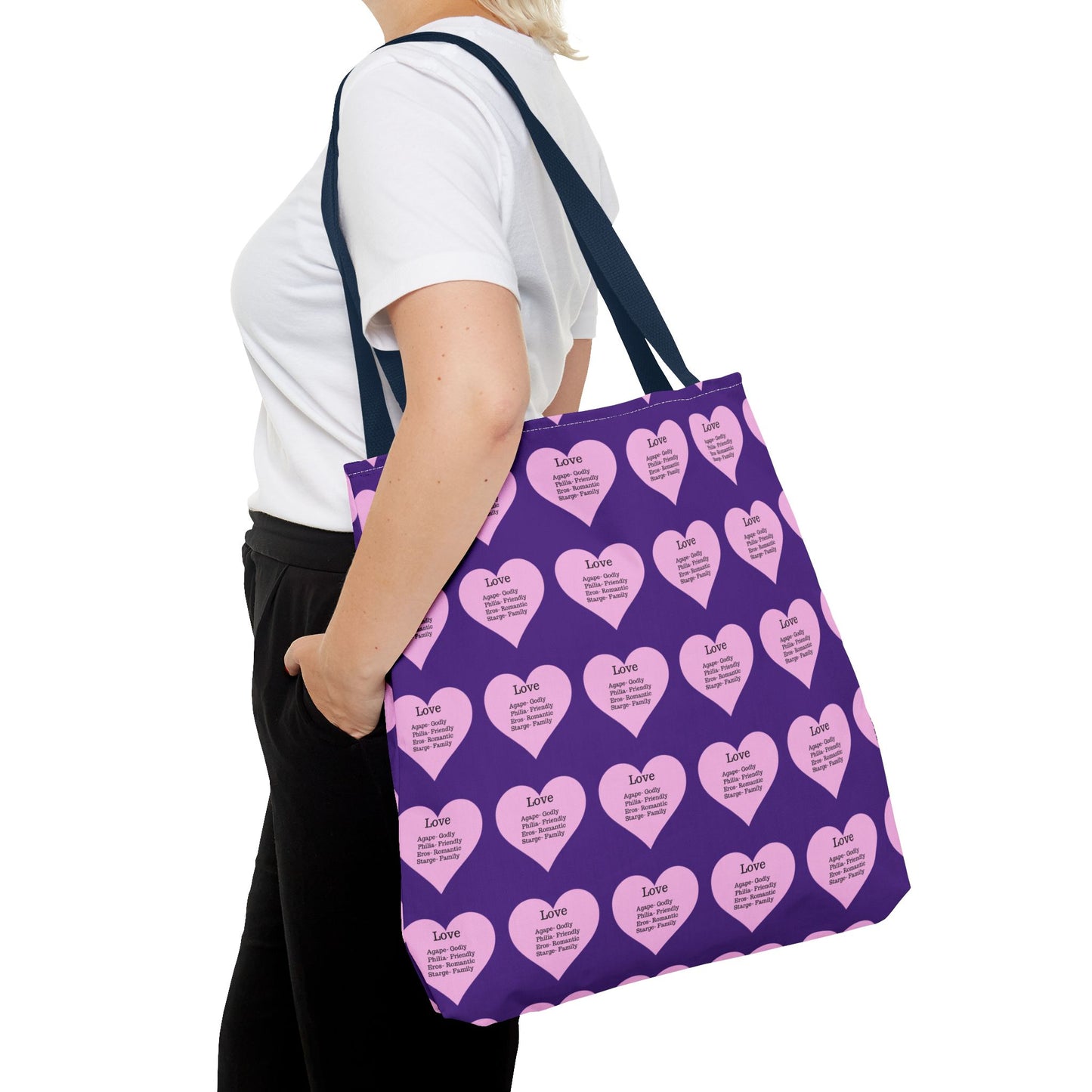 Pink Hearts Tote Bag (Purple)