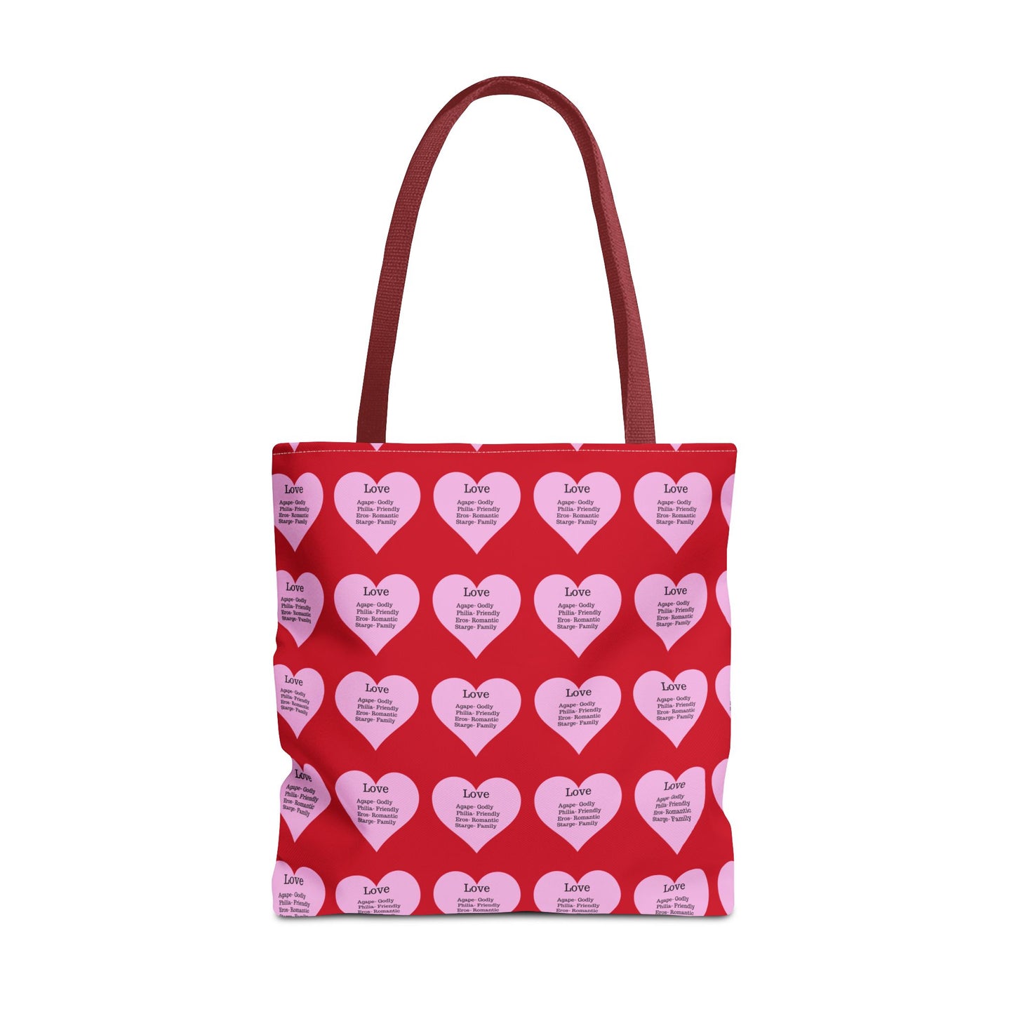 Pink Hearts Tote Bag (Dark red)