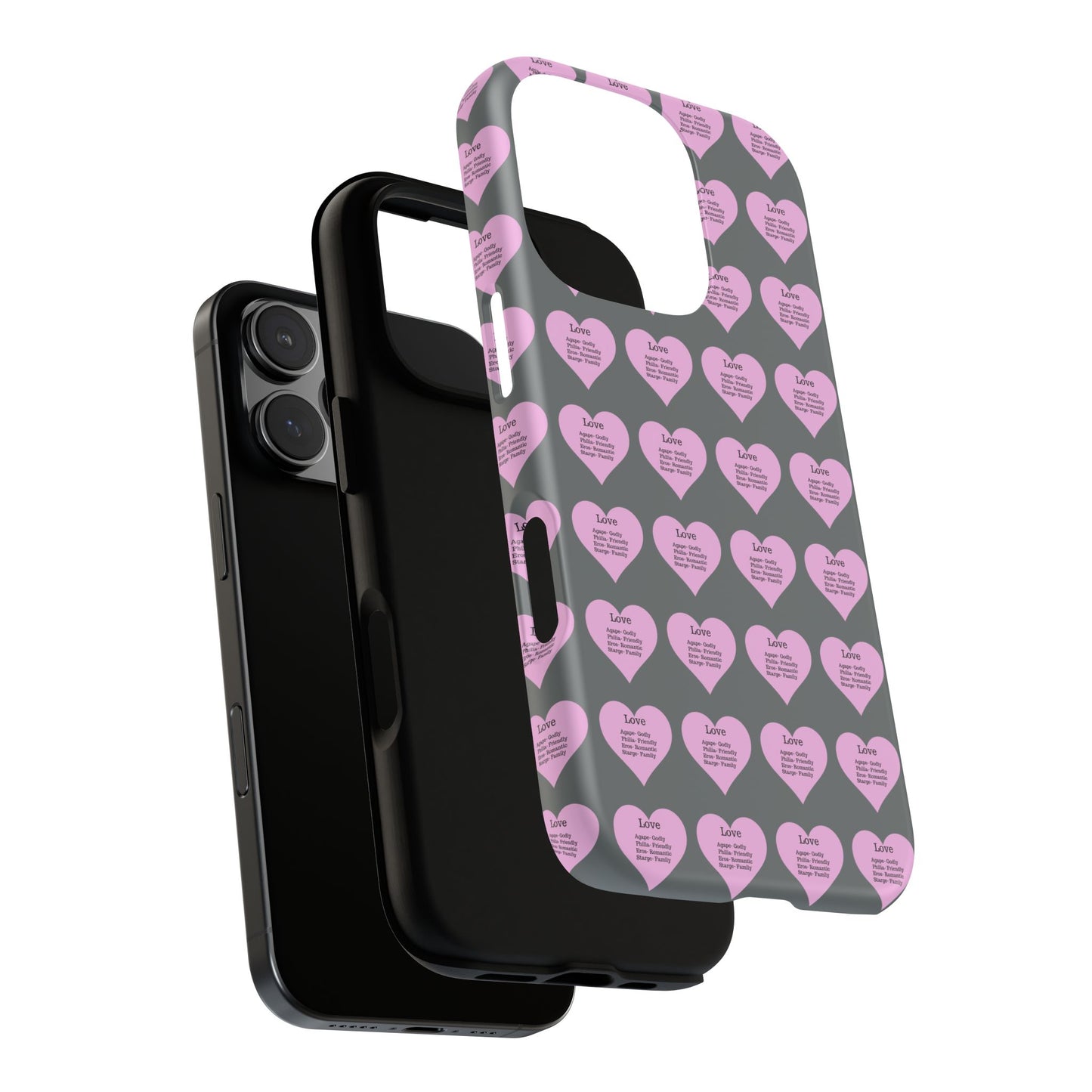 Hearts-A-Flutter Phone Case (iPhone, Google Pixel)(Dark grey)
