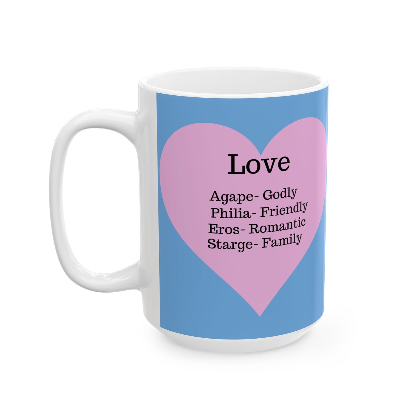 Charming Heart Ceramic Coffee Mug (Light blue)