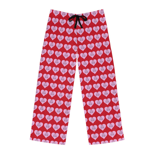 Men's All-Over Print Pajama Pants (Dark Red)