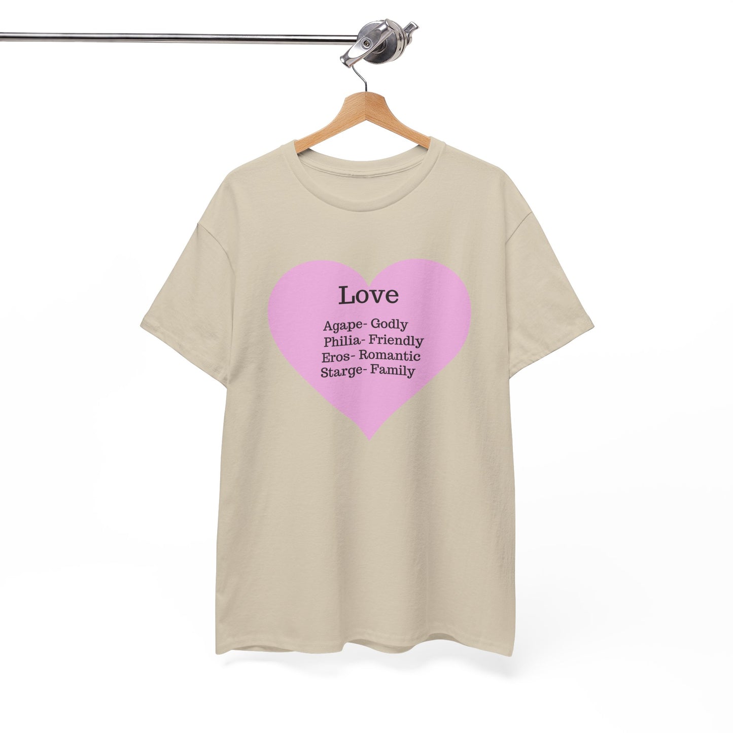 Unisex Love Heart Heavy Cotton T-Shirt - Comfortable Classic Fit Apparel