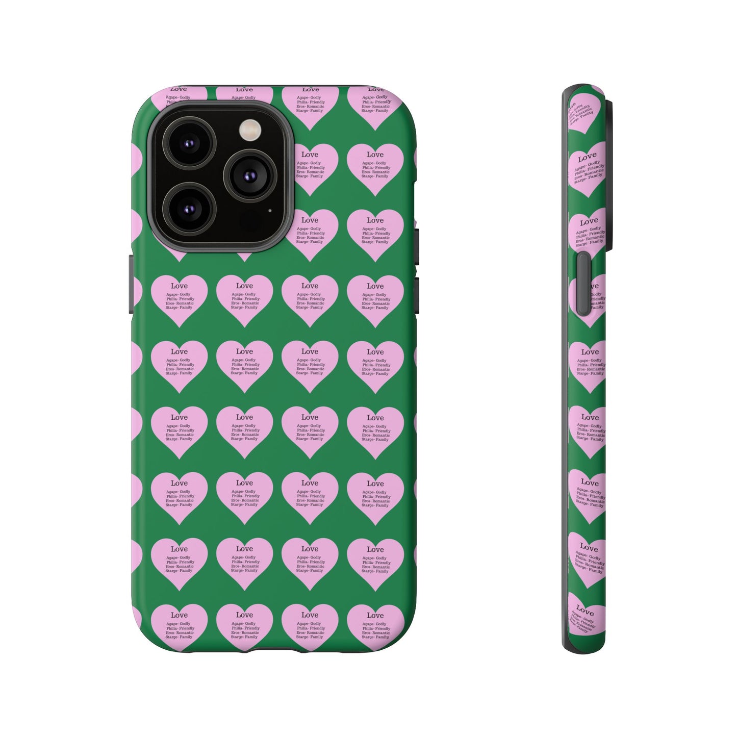 Hearts-A-Flutter Phone Case (iPhone, Google Pixel)(Dark green)