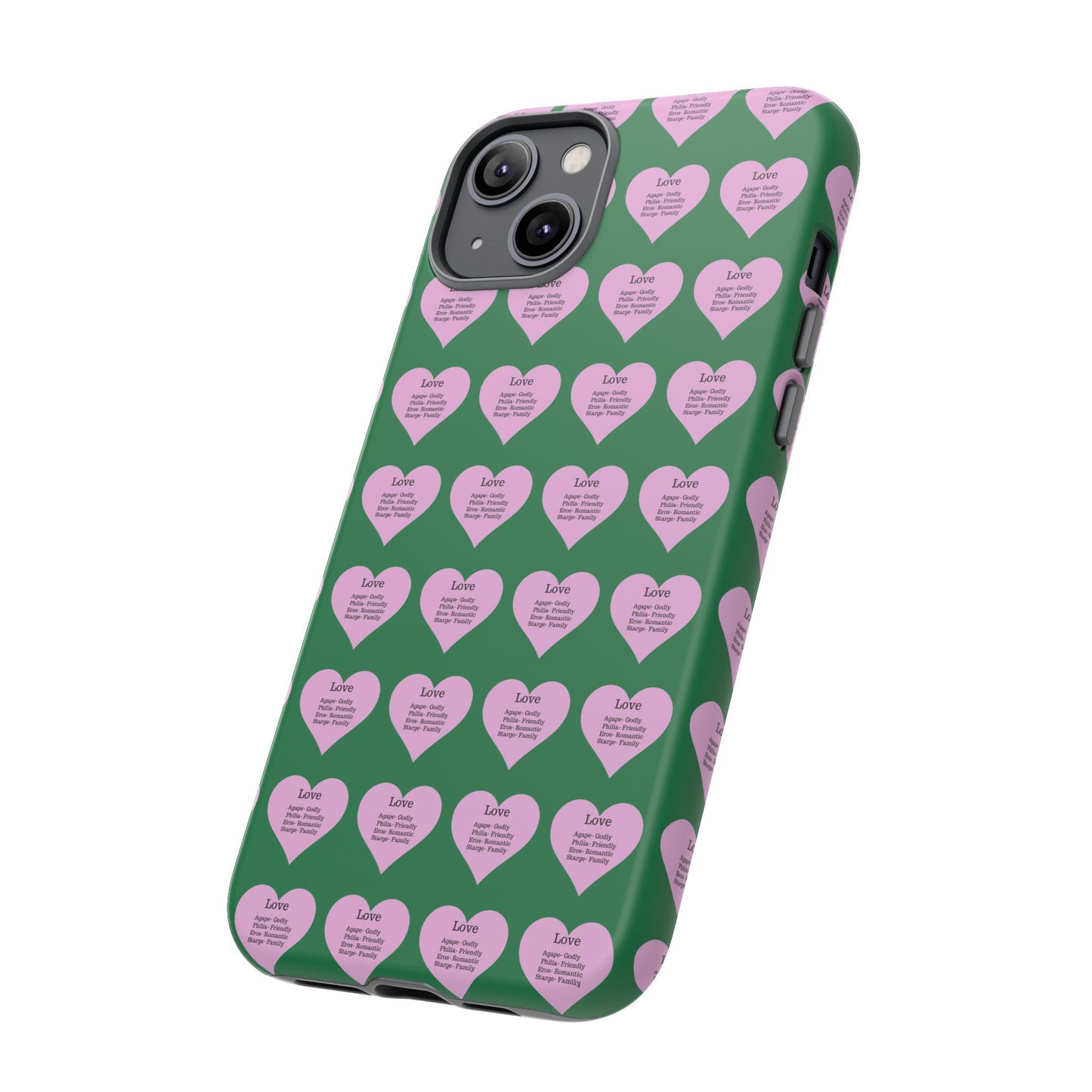 Hearts-A-Flutter Phone Case (iPhone, Google Pixel)(Dark green)