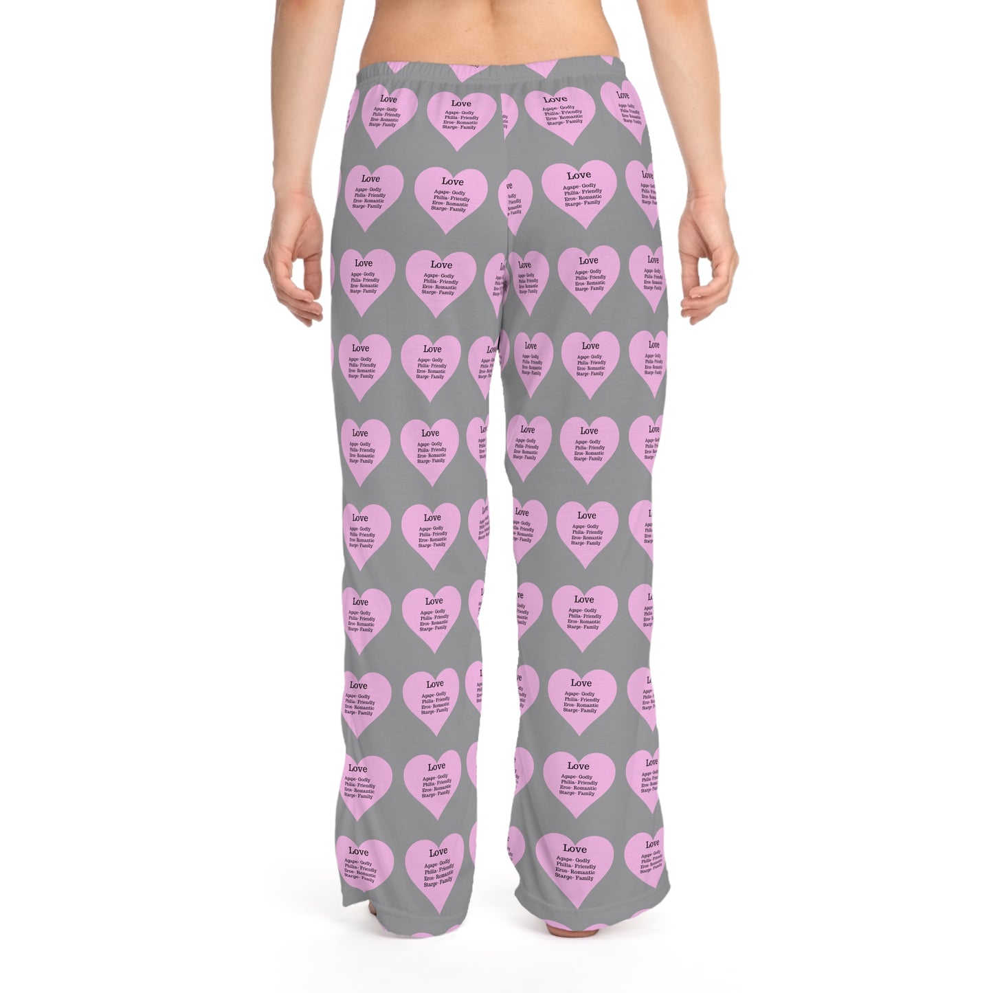 Cozy Heart Print Women's Pajama Pants (Grey)