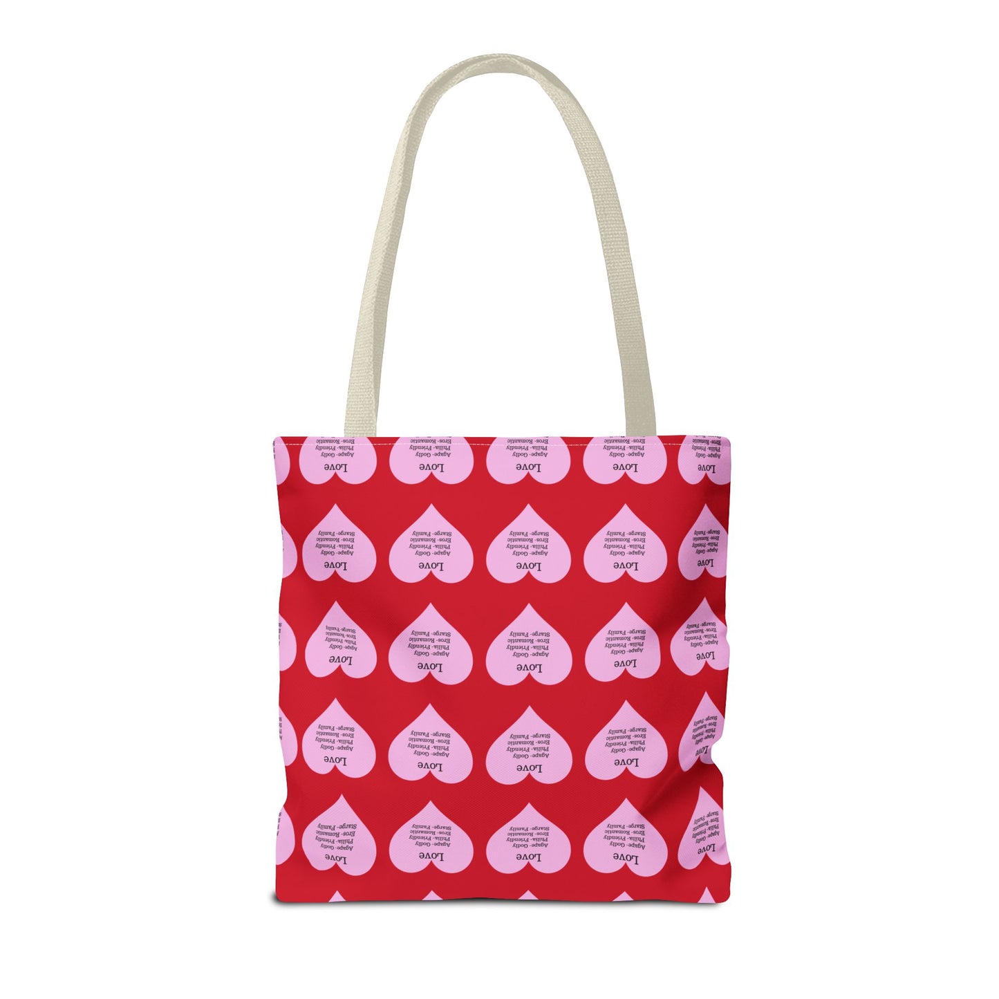 Pink Hearts Tote Bag (Dark red)