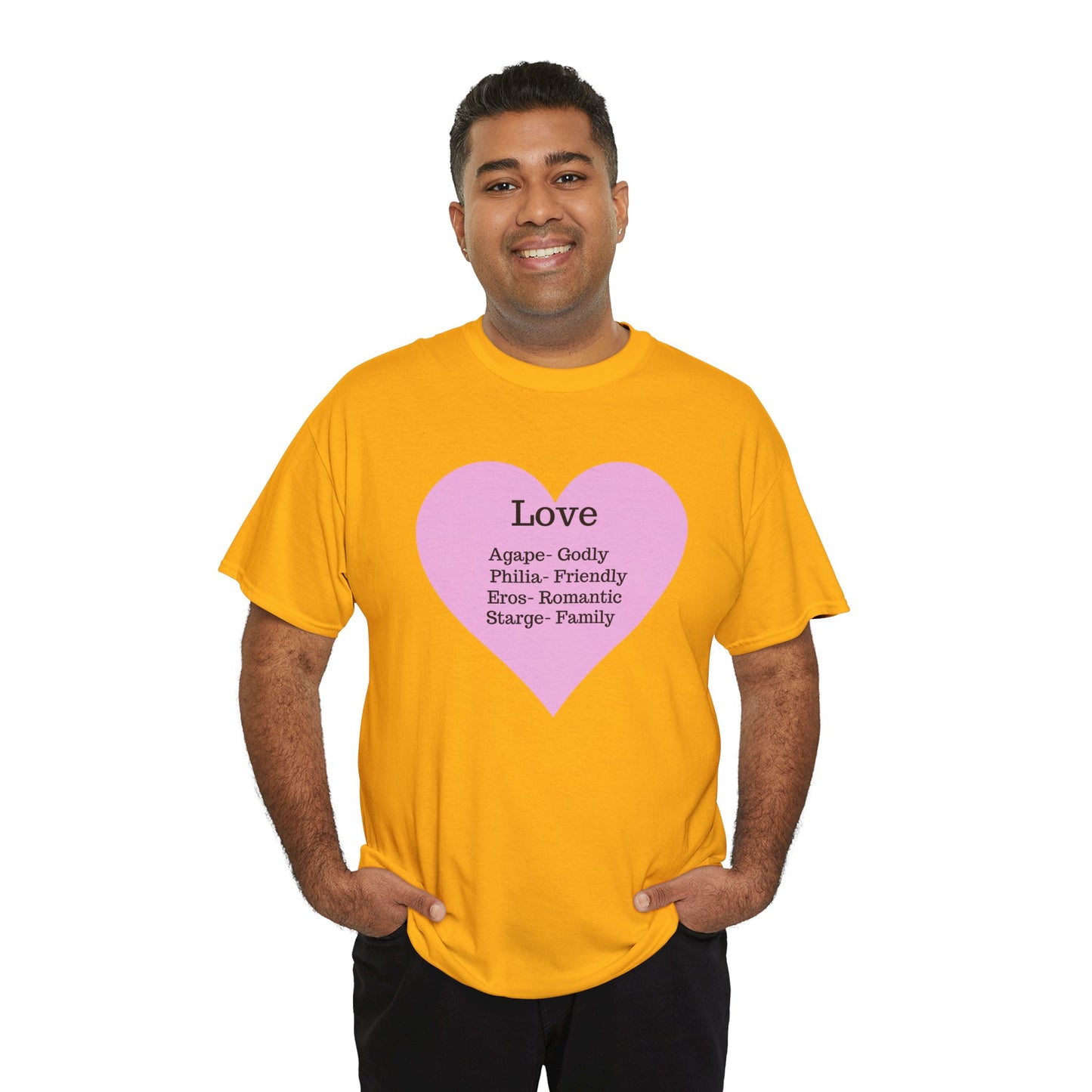 Unisex Love Heart Heavy Cotton T-Shirt - Comfortable Classic Fit Apparel
