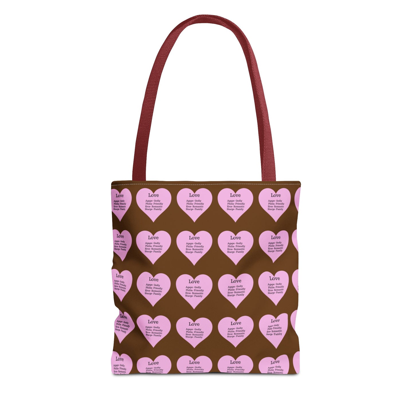 Pink Hearts Tote Bag (Brown)