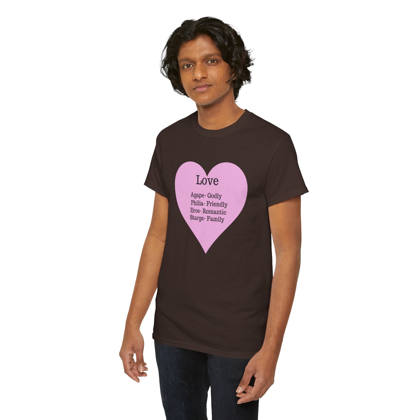 Unisex Love Heart Heavy Cotton T-Shirt - Comfortable Classic Fit Apparel