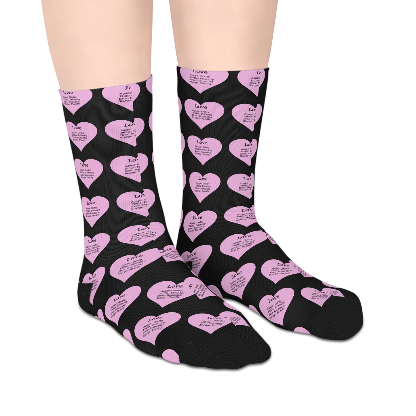 The Love Hearts Mid-Length Socks (Black)