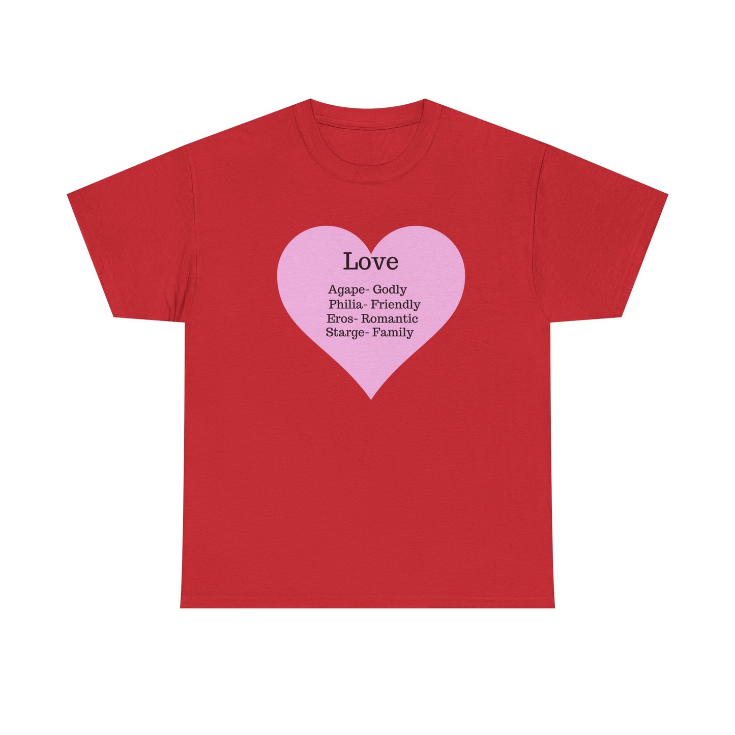 Unisex Love Heart Heavy Cotton T-Shirt - Comfortable Classic Fit Apparel