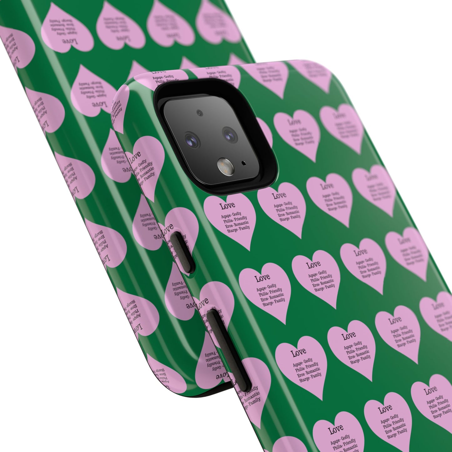 Hearts-A-Flutter Phone Case (iPhone, Google Pixel)(Dark green)