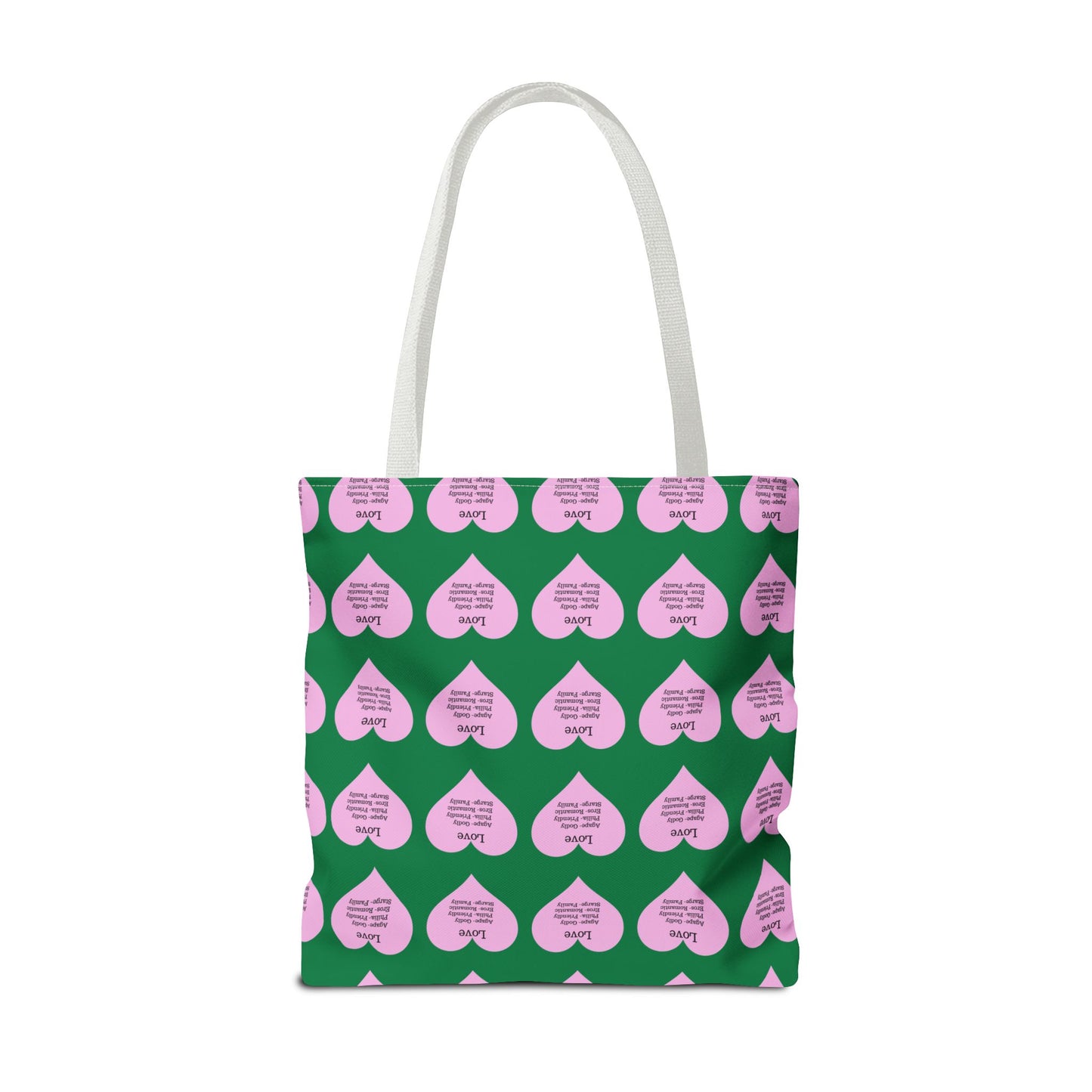 Pink Hearts Tote Bag (Dark green)