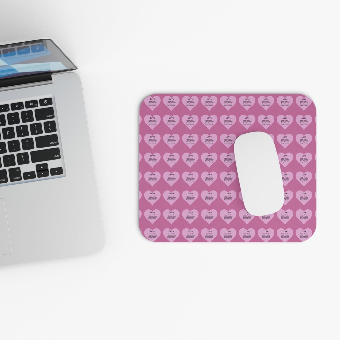 The Four Loves Mouse Pad Pattern Look (Light pink)