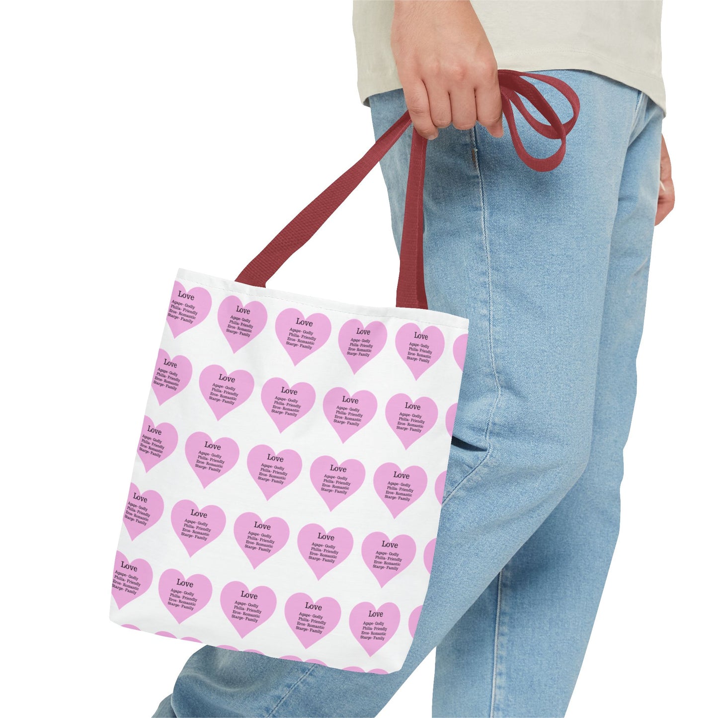 Pink Hearts Tote Bag (White)