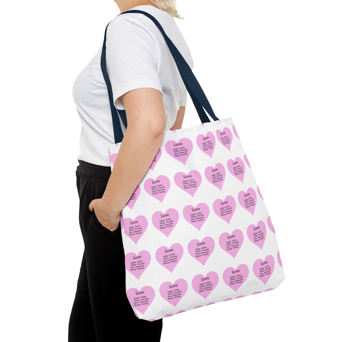 Pink Hearts Tote Bag (White)