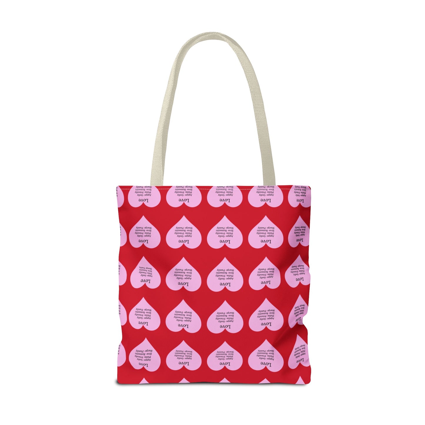 Pink Hearts Tote Bag (Dark red)