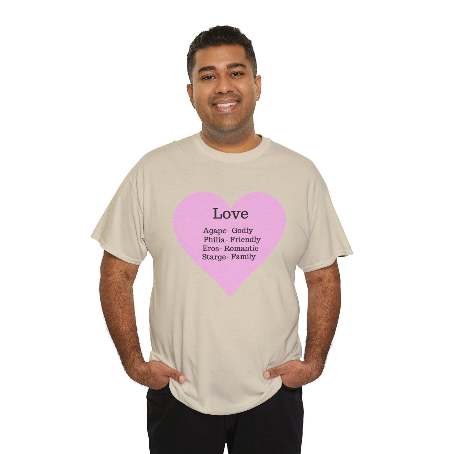 Unisex Love Heart Heavy Cotton T-Shirt - Comfortable Classic Fit Apparel