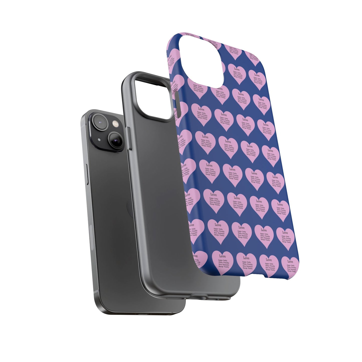 Hearts-A-Flutter Phone Case (iPhone, Google Pixel)(Dark blue)
