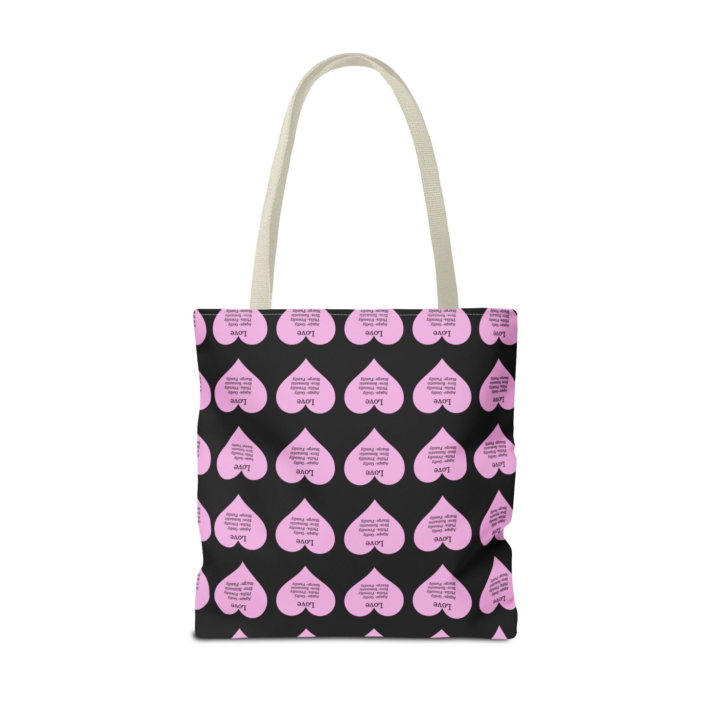 Pink Hearts Tote Bag (Black)